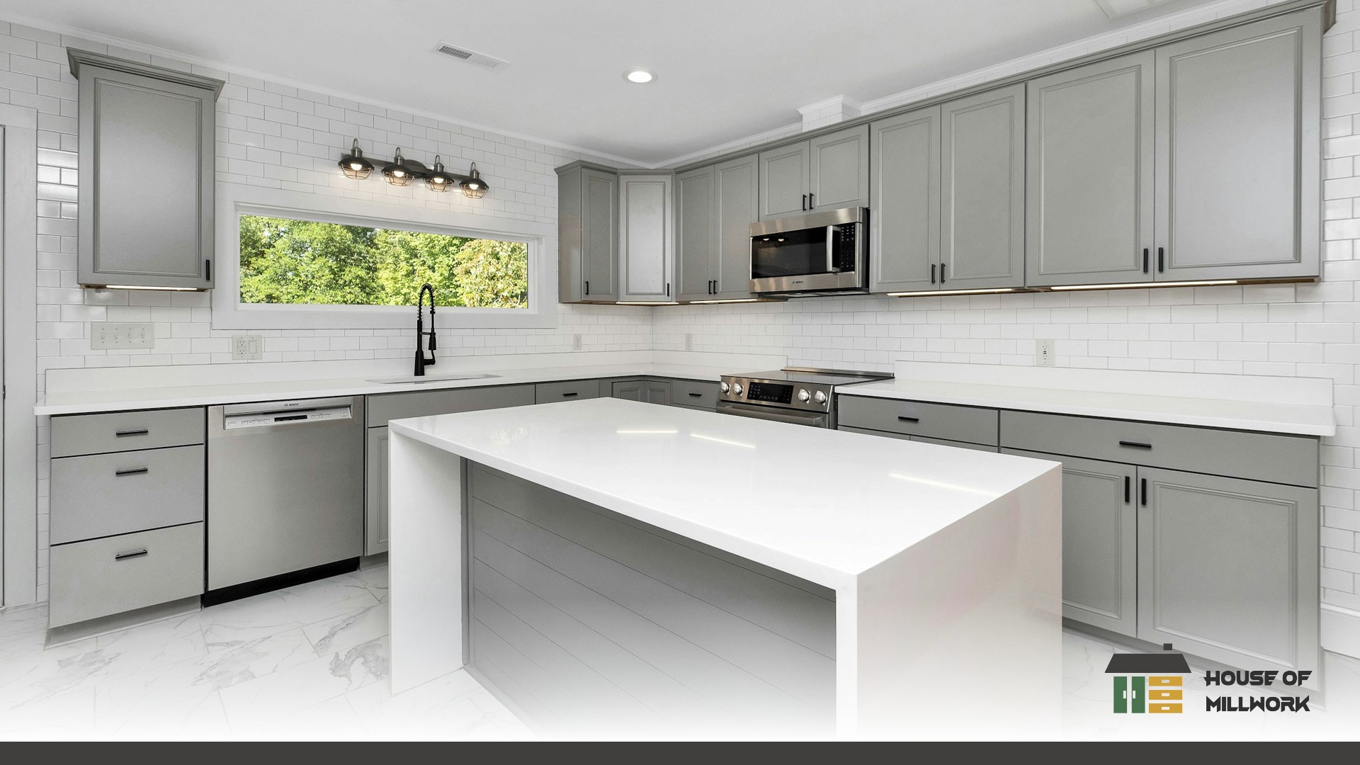 Professional cabinet installation in Nanaimo using laser leveling for precise flat pack cabinet fitting.