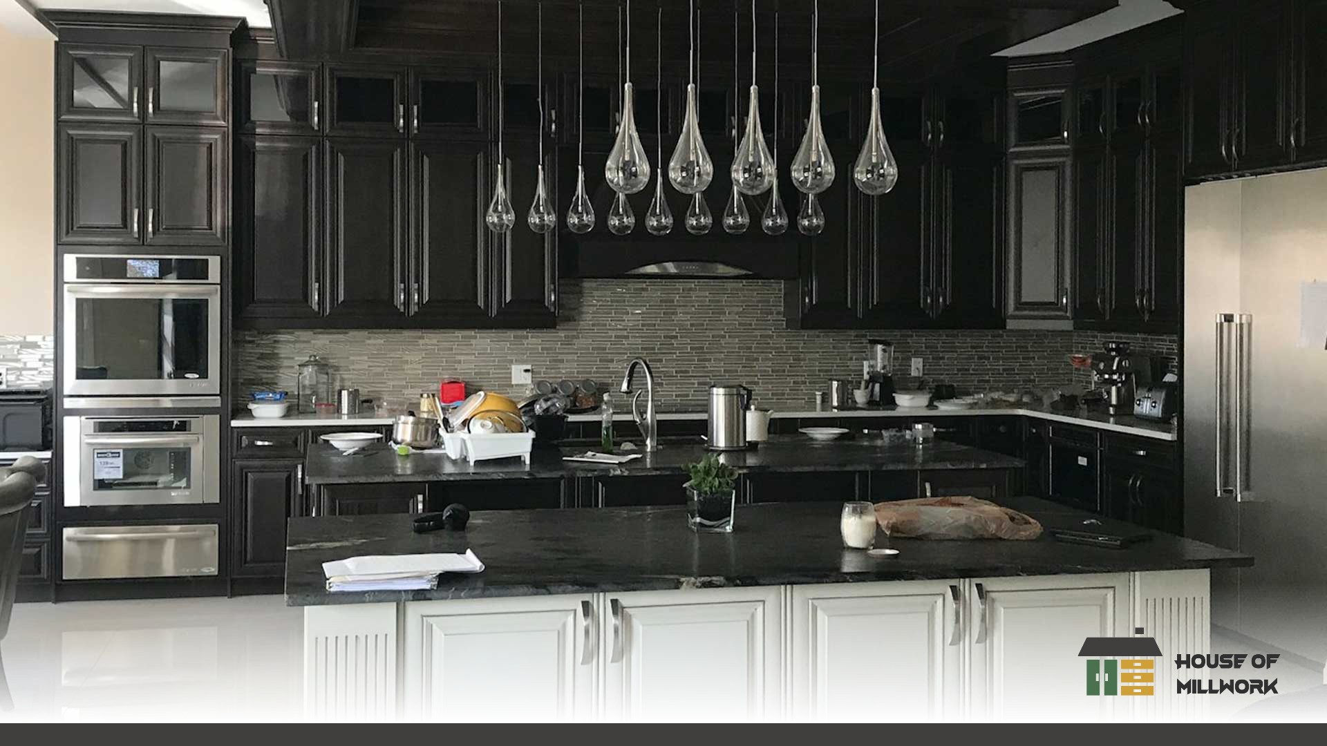 Details on assembling flat-pack and RTA kitchen cabinets on the shop floor as part of installation.