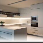 Modern kitchen cabinets for Vancouver Island homes featuring custom shaker-door design in matte white with handles.