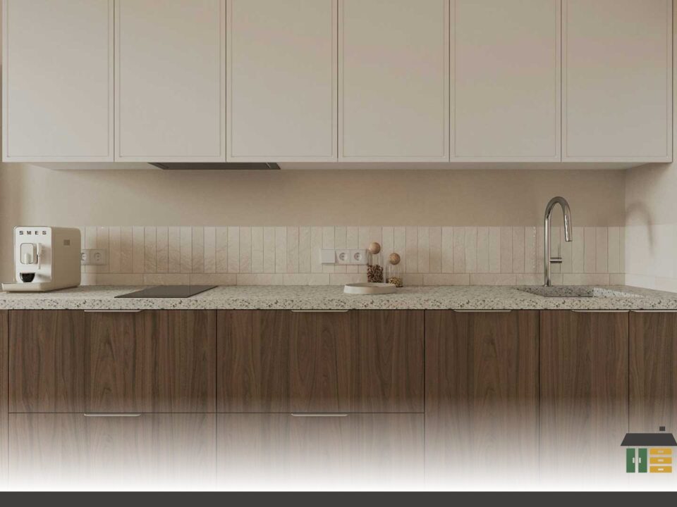 Aging in Place Kitchens highlighting custom shaker-door kitchen with matte white cabinets and handles.