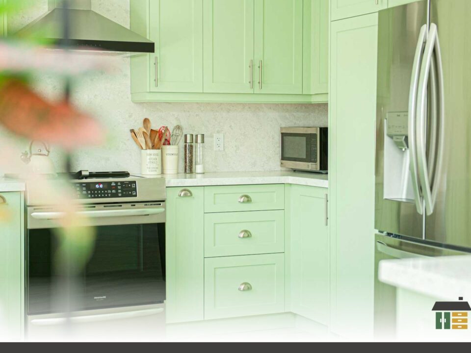 Matte vs gloss cabinet finishes comparison on a custom shaker-door kitchen with matte white cabinets and handles.