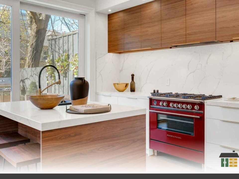 Comparison of open shelving and upper cabinets preferences featuring custom shaker-door kitchens in Canadian homes.