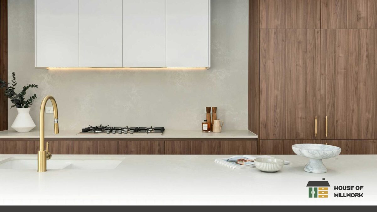 DIY flat pack cabinets featuring custom shaker-door kitchen with matte white finish and handles.